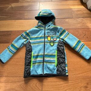Marvel 4T Children's Blue and Green Striped Hoodie